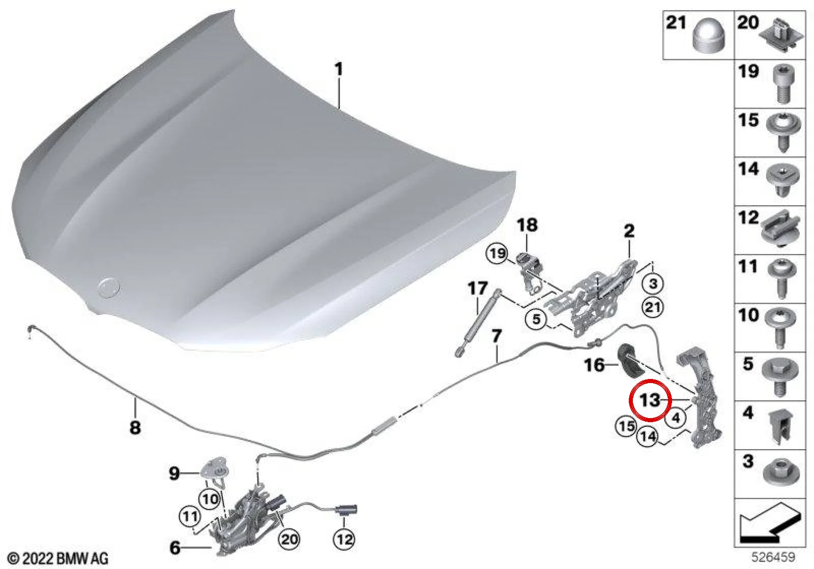 BMW F90 F91 F92 F93… Kaput Açma Mekanizması Braketi 51237343444
