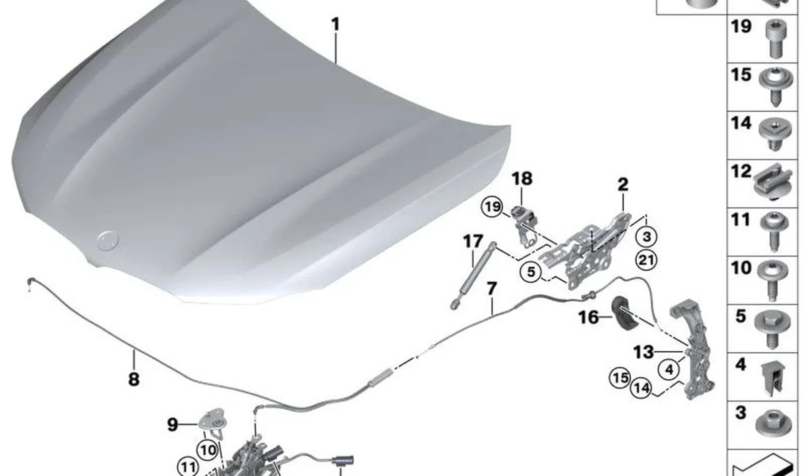 BMW F90 F91 F92 F93… Fildişi Kaput Açma Kolu 51237410656