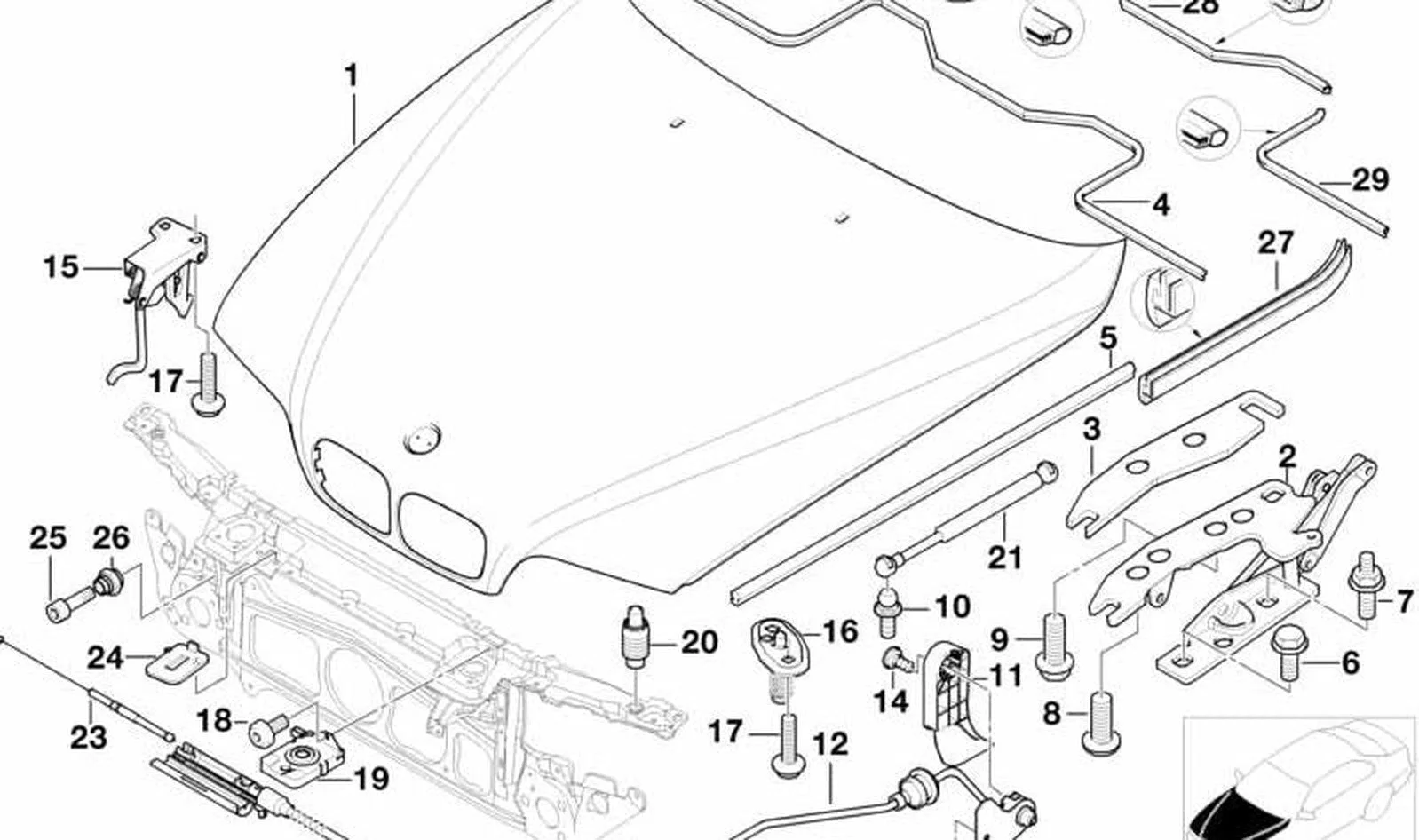 BMW E39 E46 E53 Ön Kaput Alt Kilidi 51238203862
