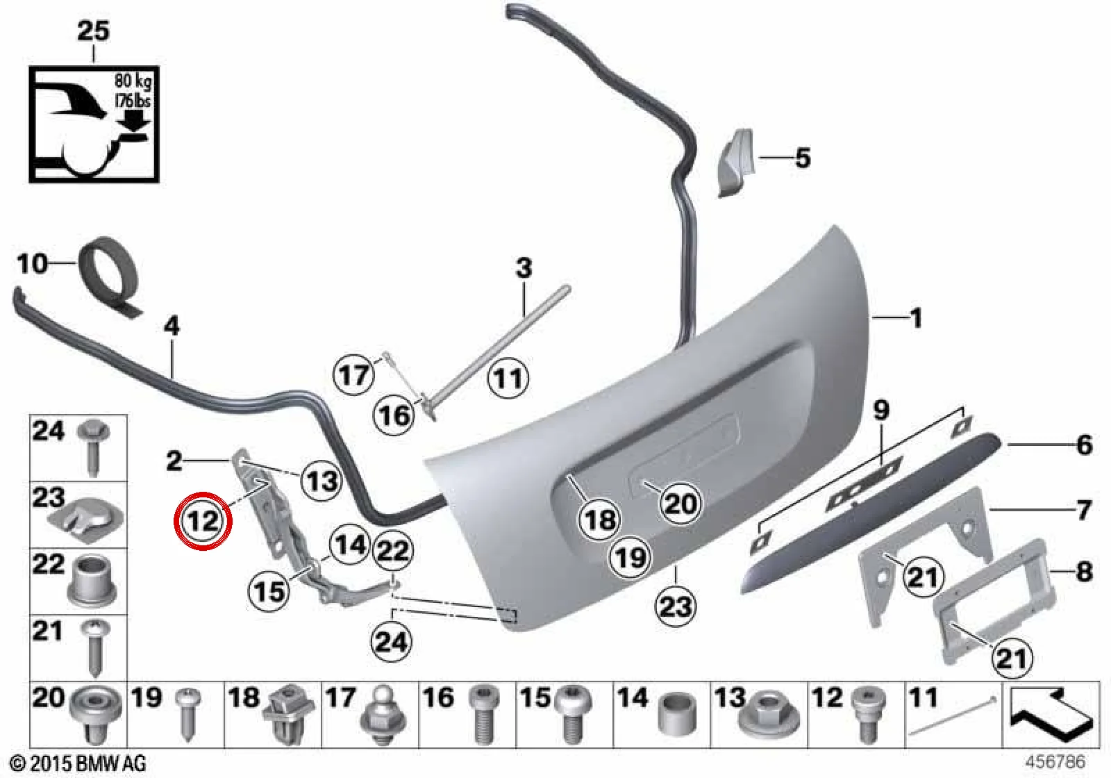 BMW MINI F57 R57 Bagaj Kapağı Bağlantı Cıvatası 51242757957