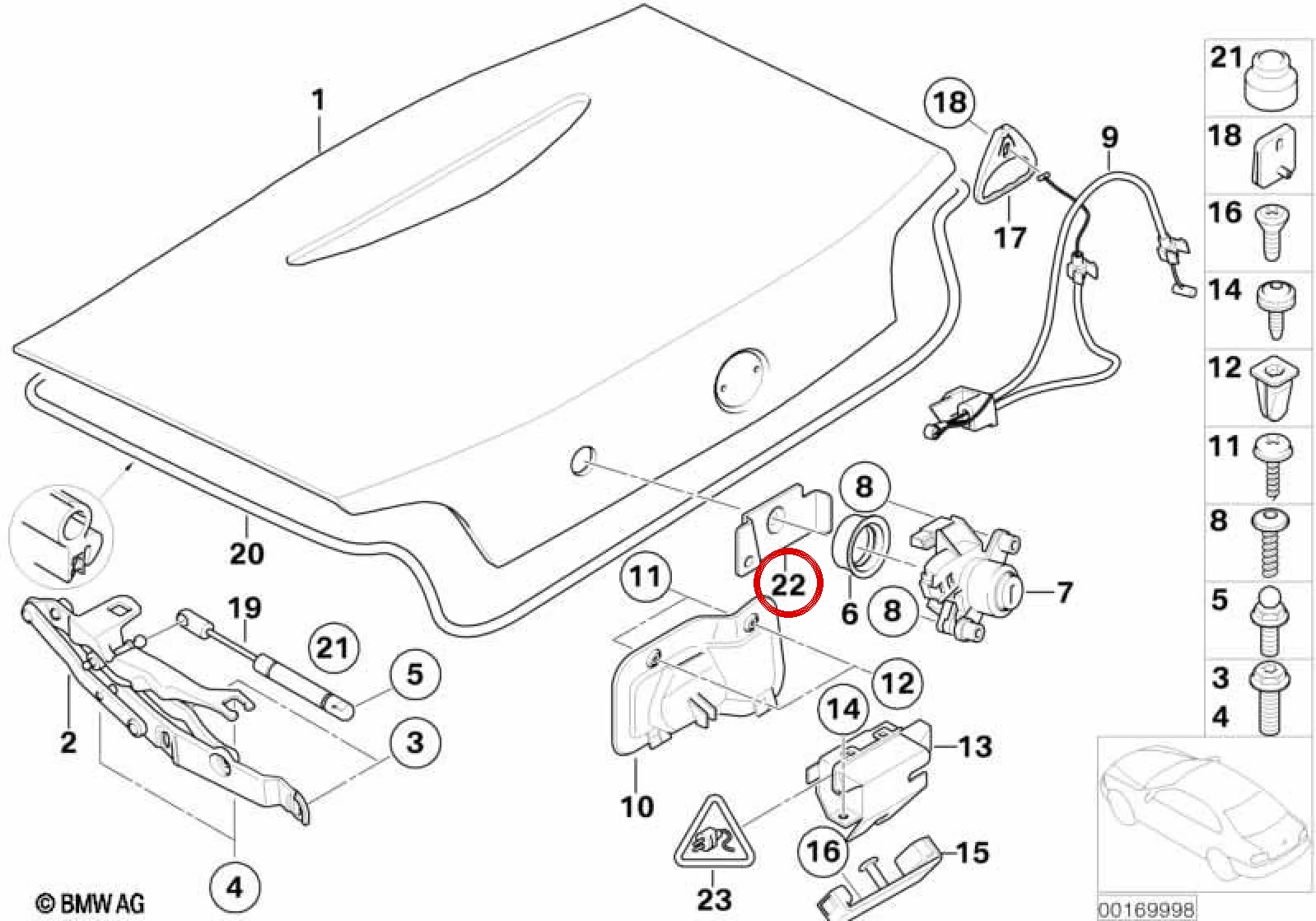 BMW E60 E85 Bagaj Kapağı Kilit Karşılık Braketi 51247136777