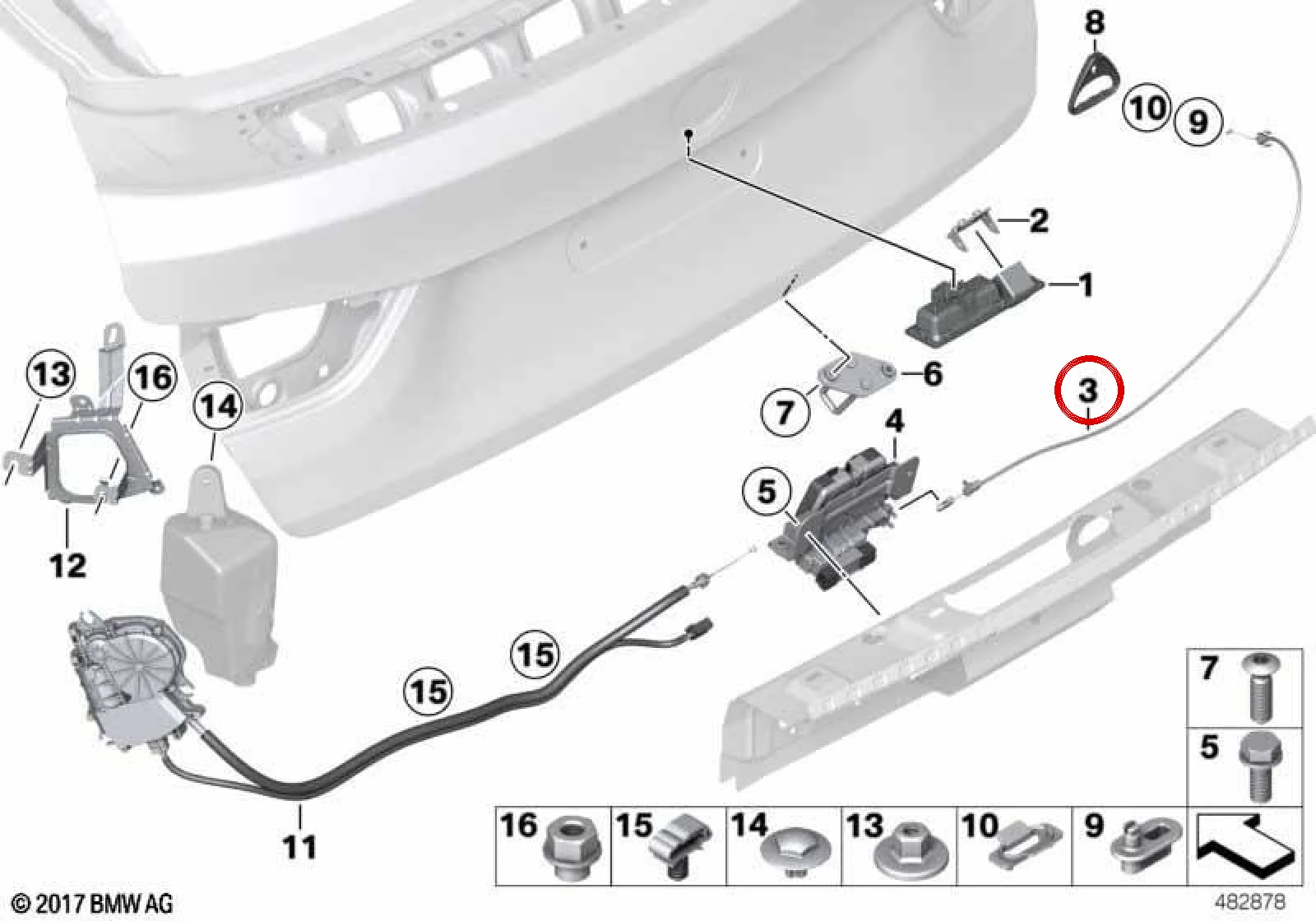 BMW F34 F36 Bagaj Acil Açma Teli 51247298986