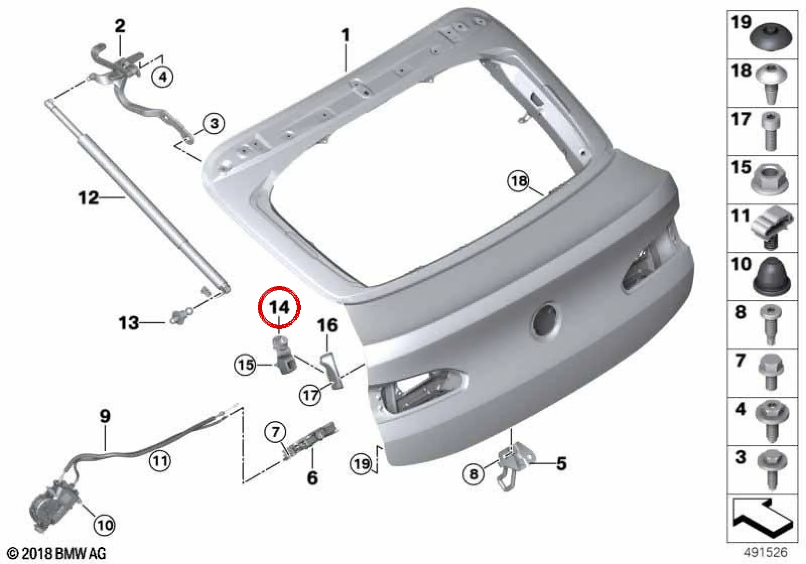 BMW X4 F98 G02 Sol Bagaj Kapağı Bağlantı Braketi 51247458091