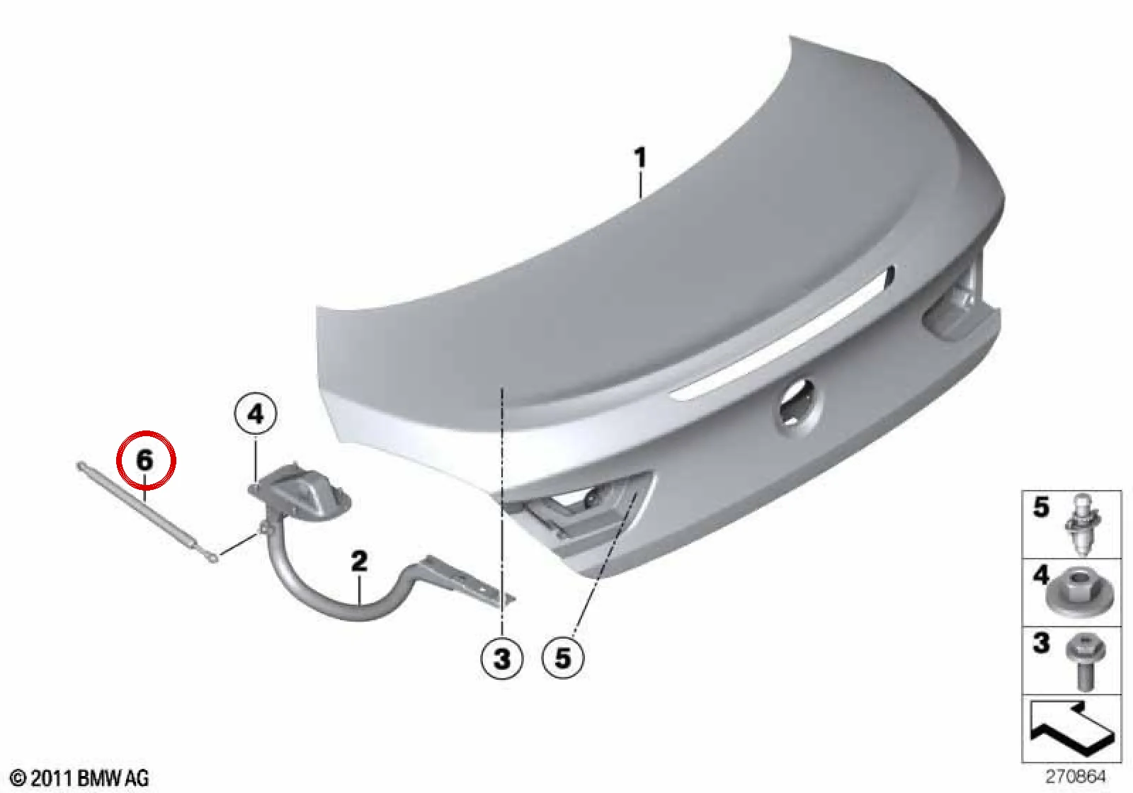 BMW 6 Serisi F13 Üst Bagaj Yayı Braketi 51248061094