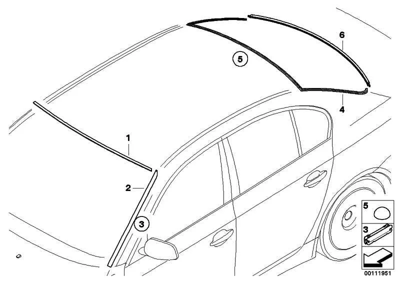 BMW 5 Serisi E60 Arka Cam Kaplama Kapağı 51317057415