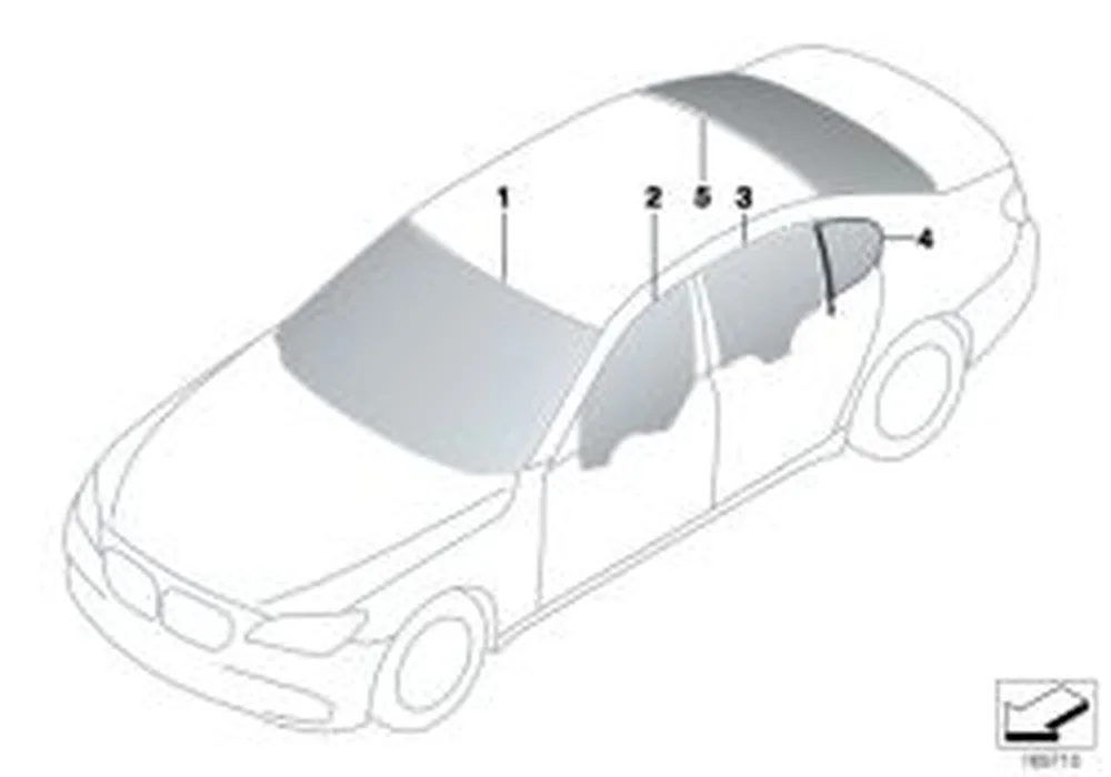 BMW 7 Serisi F01 F02 F04 Yeşil Arka Cam 51317275554