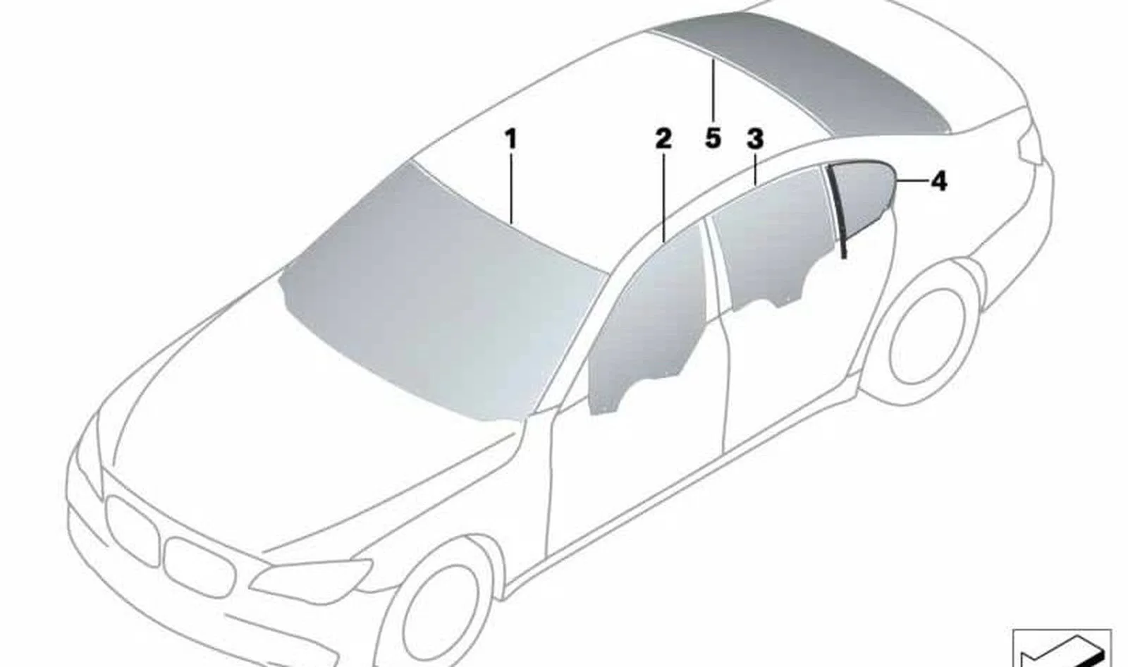 BMW 7 Serisi F01 F02 F04 Yeşil Arka Cam 51317275554
