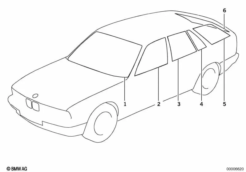 BMW 5 Serisi E34 Yeşil Arka Cam 51318120285