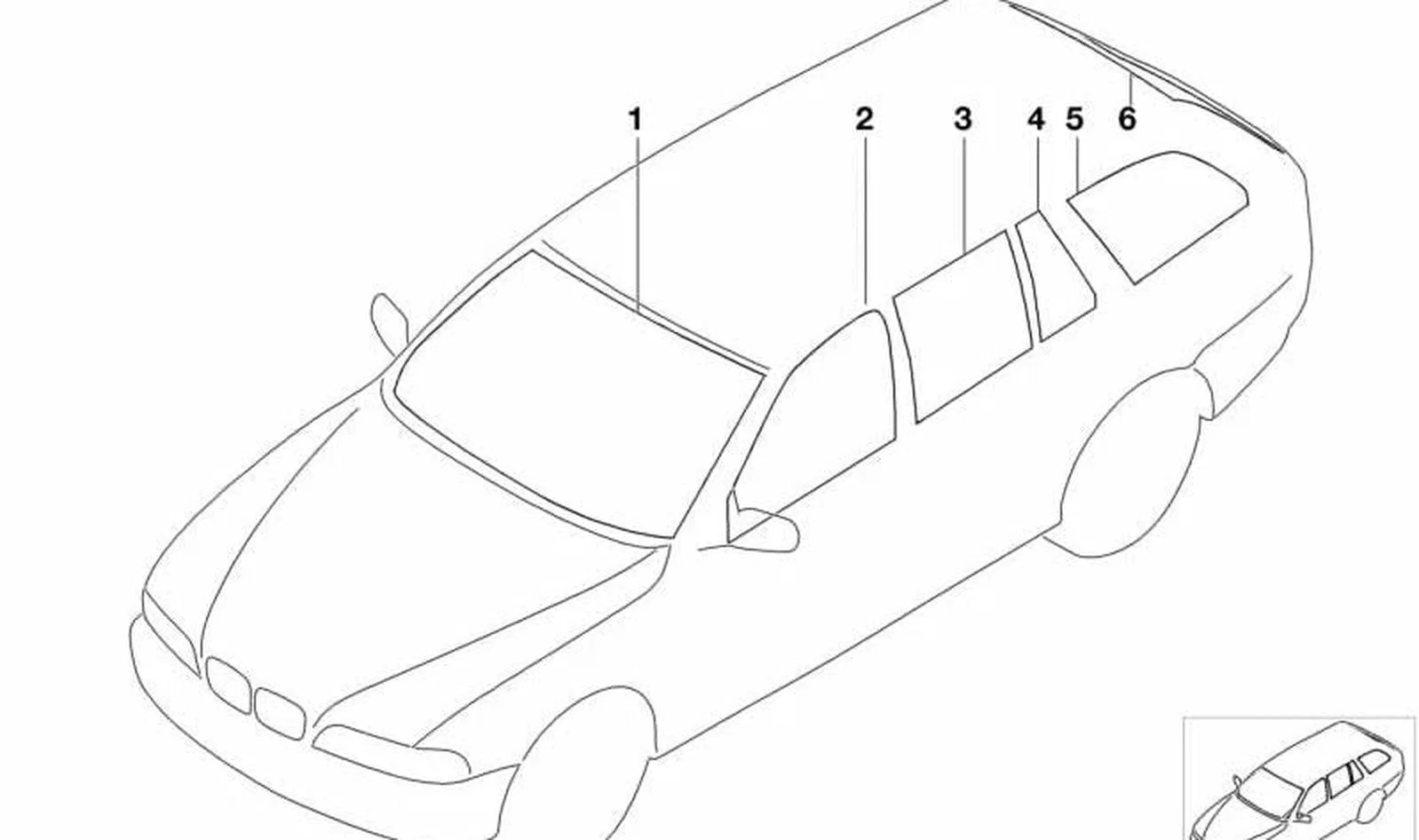 BMW 5 Serisi E39 Kenar Örtülü Yeşil Arka Cam 51318195351