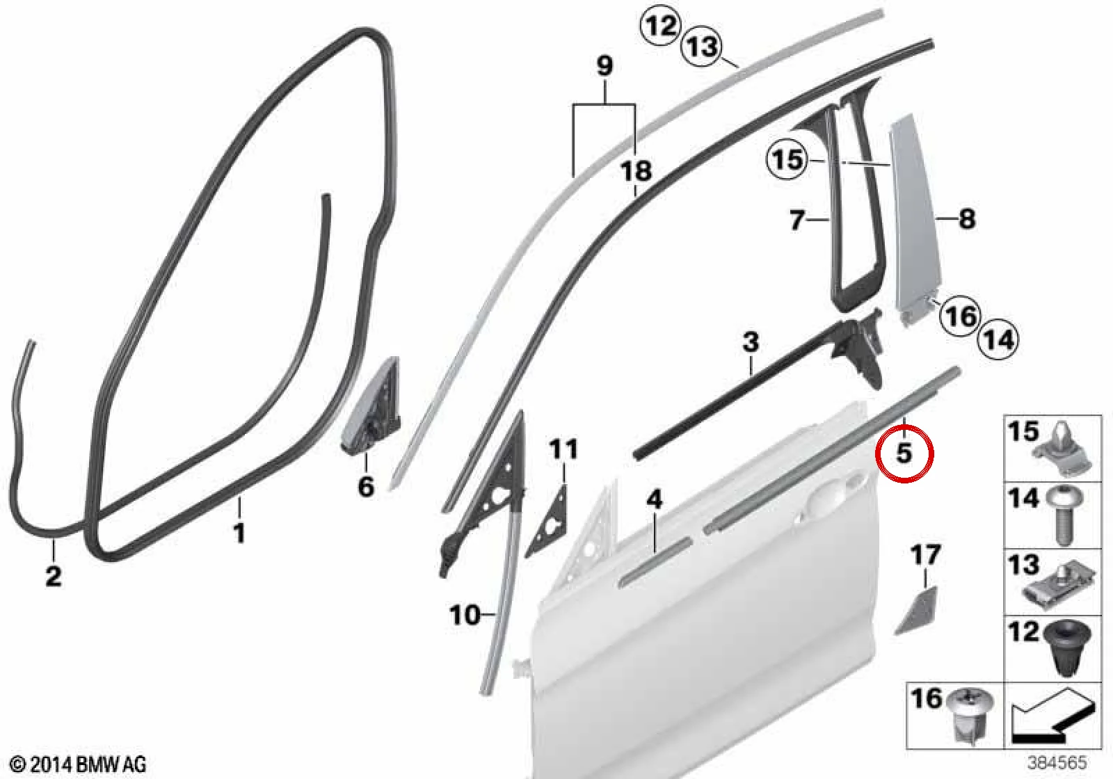 BMW 3 Serisi F34 Ön Sol Kapı Çerçevesi Dış Kaplaması 51337305581