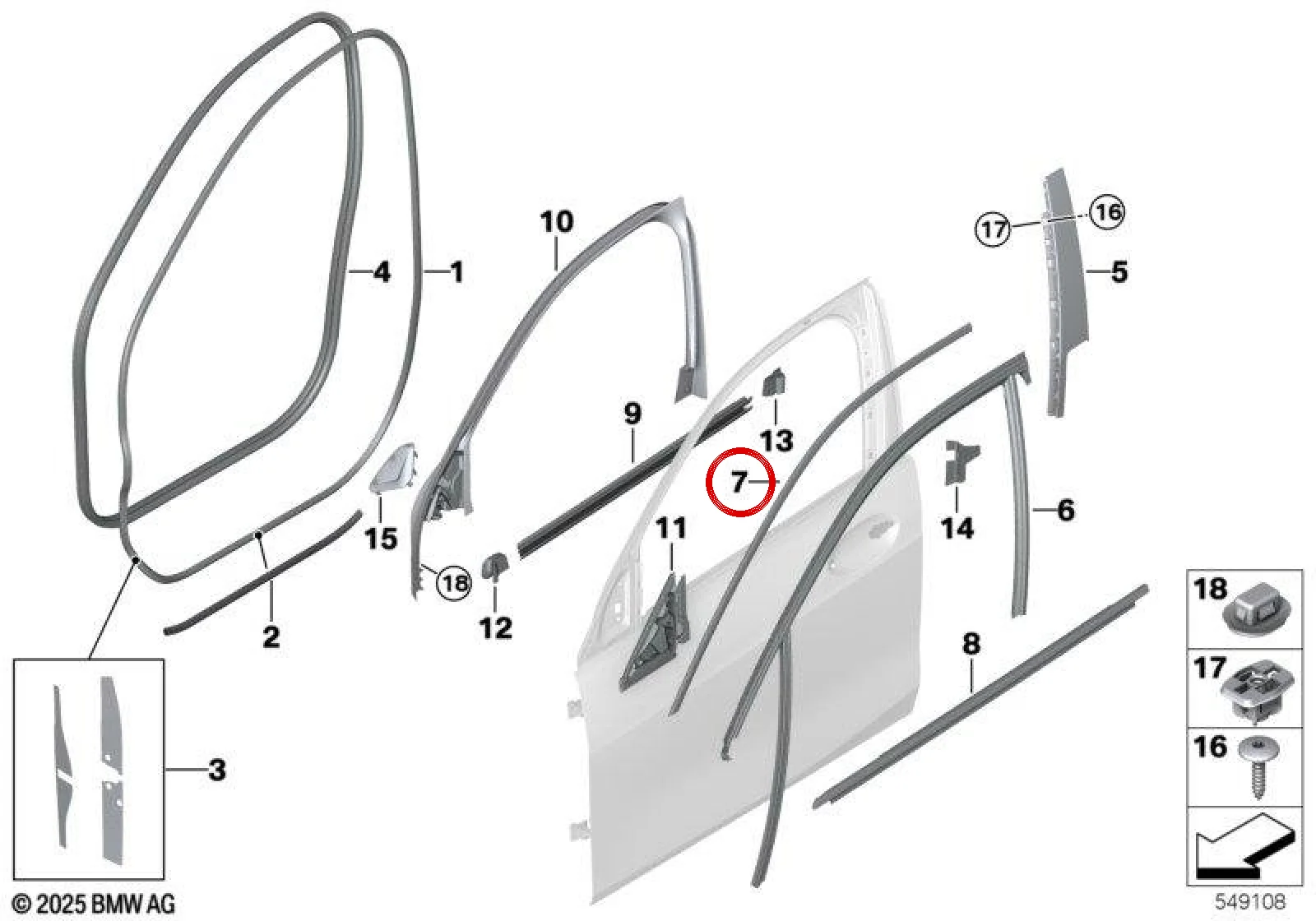 BMW 1 Serisi F40 Ön Sol Cam Çerçeve Çıtası 51337473993