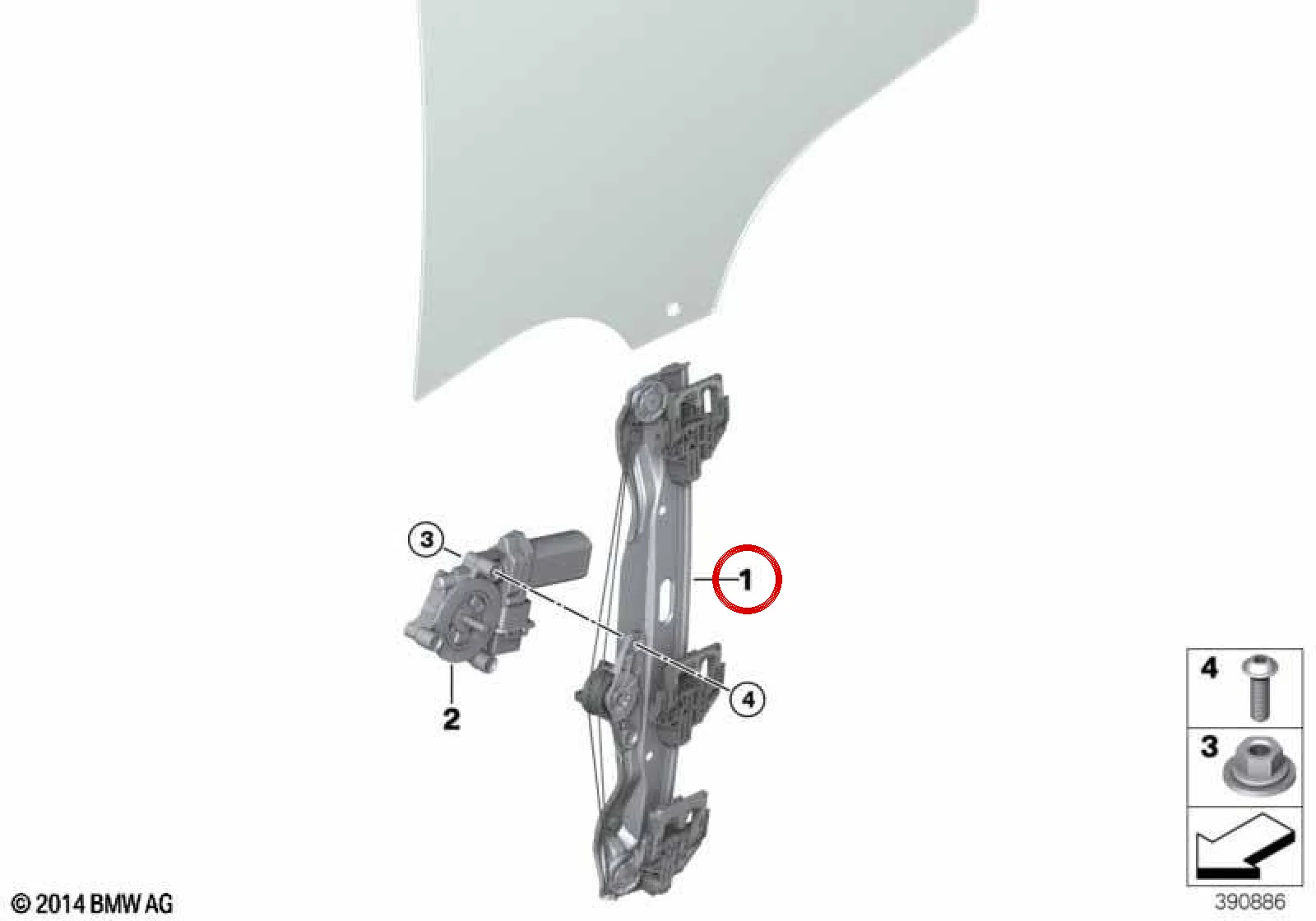 BMW 2 Serisi F45 Arka Sağ Motorsuz Cam Krikosu 51337490194