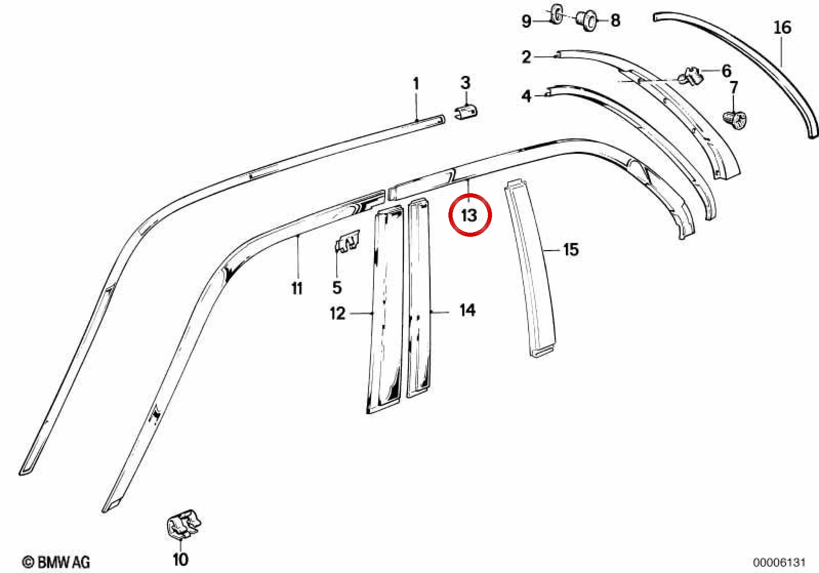 BMW 3 Serisi E30 Sağ Kapı Çıtası 51341947214