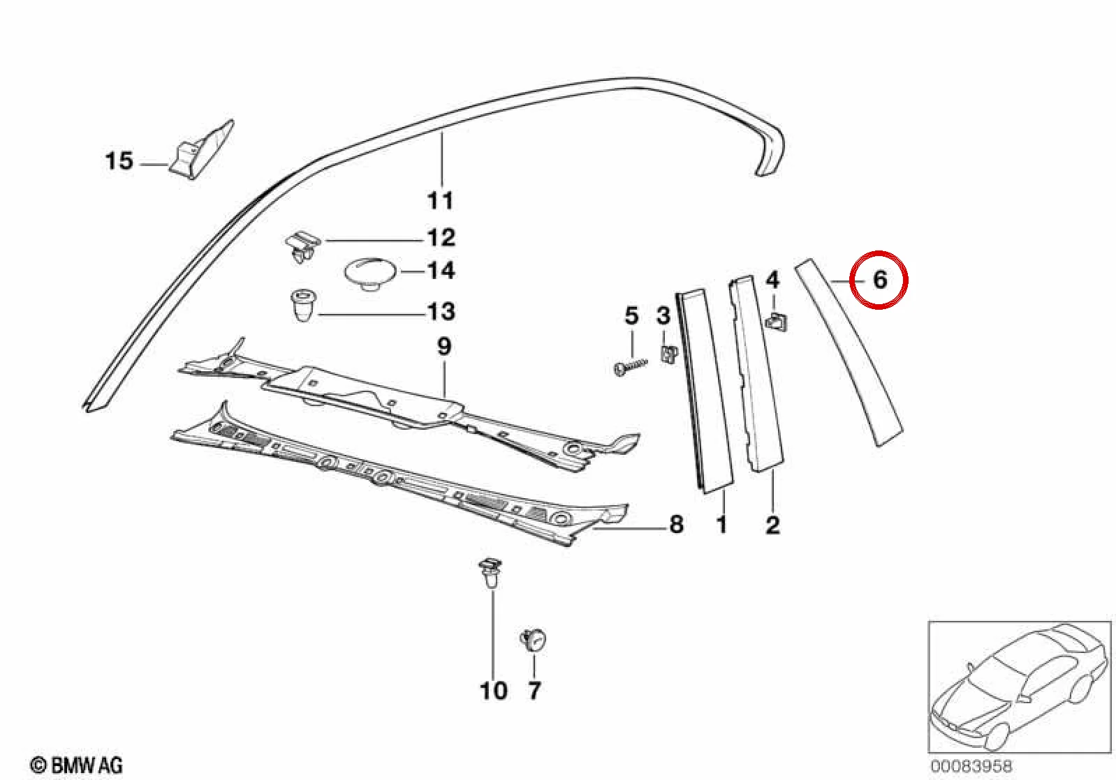 BMW 3 Serisi E36 Arka Sol Kapı Çıtası 51348171111