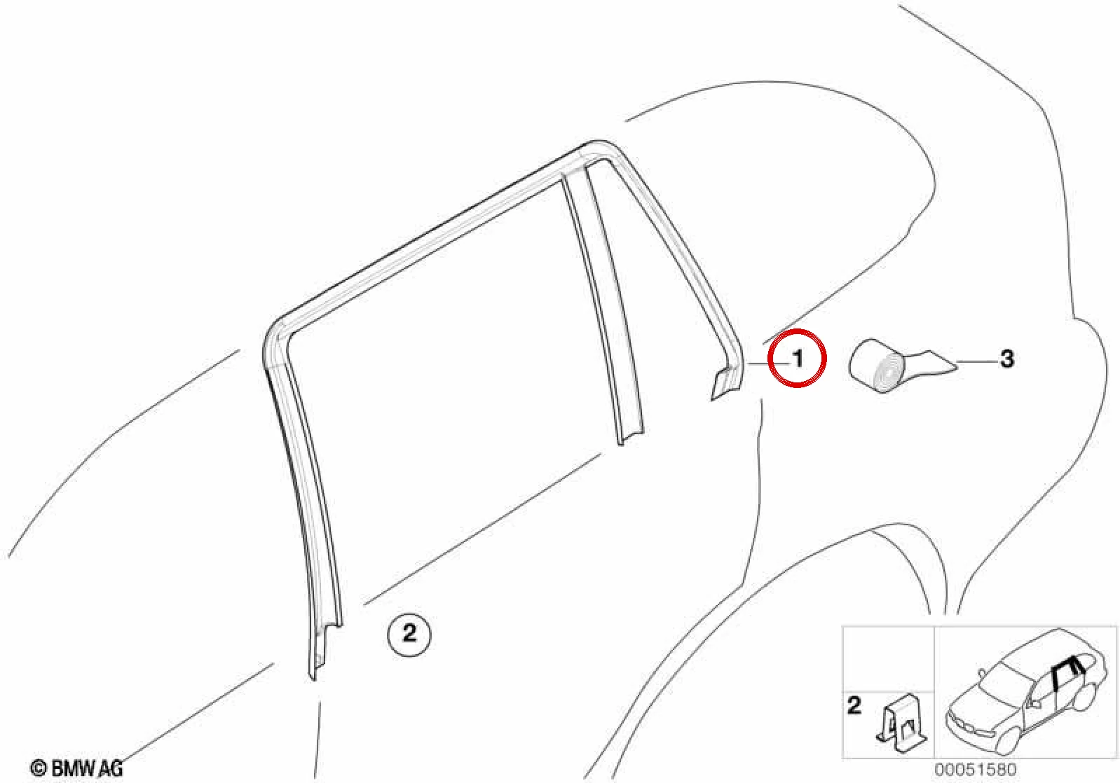 BMW 3 Serisi E46 Sağ Pencere Çerçevesi Kaplaması 51348262718