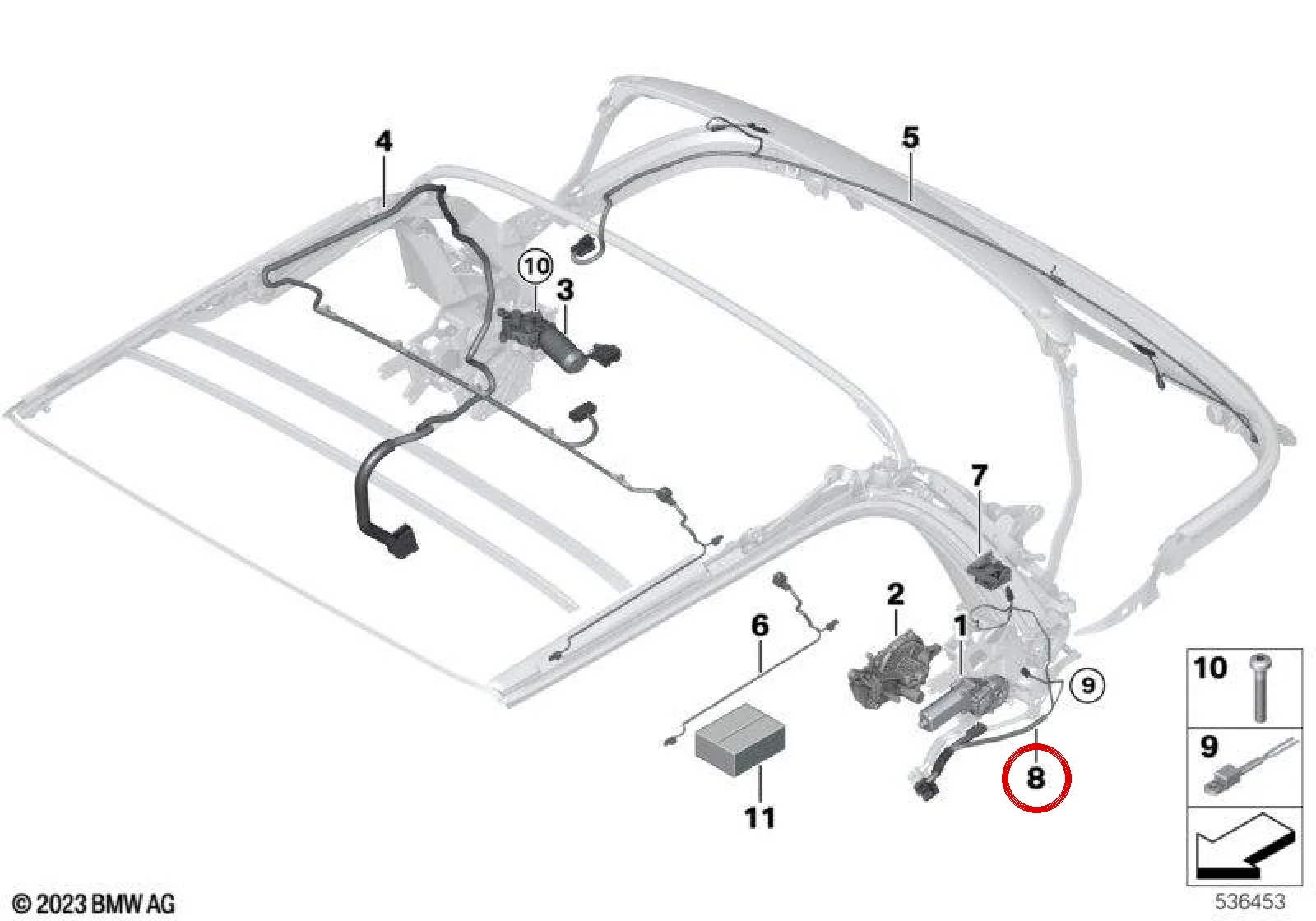 BMW MINI F57 Sol Tente Çekme Halatı Takımı 51349465452