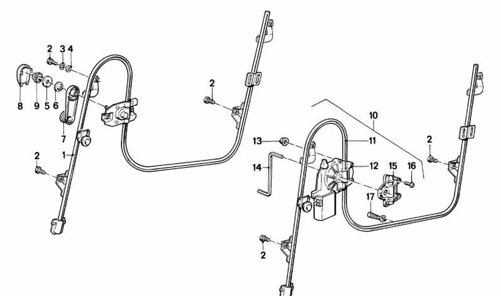BMW 3 Serisi E30 Arka Sol Elektrikli Cam Mekanizması 51351911385