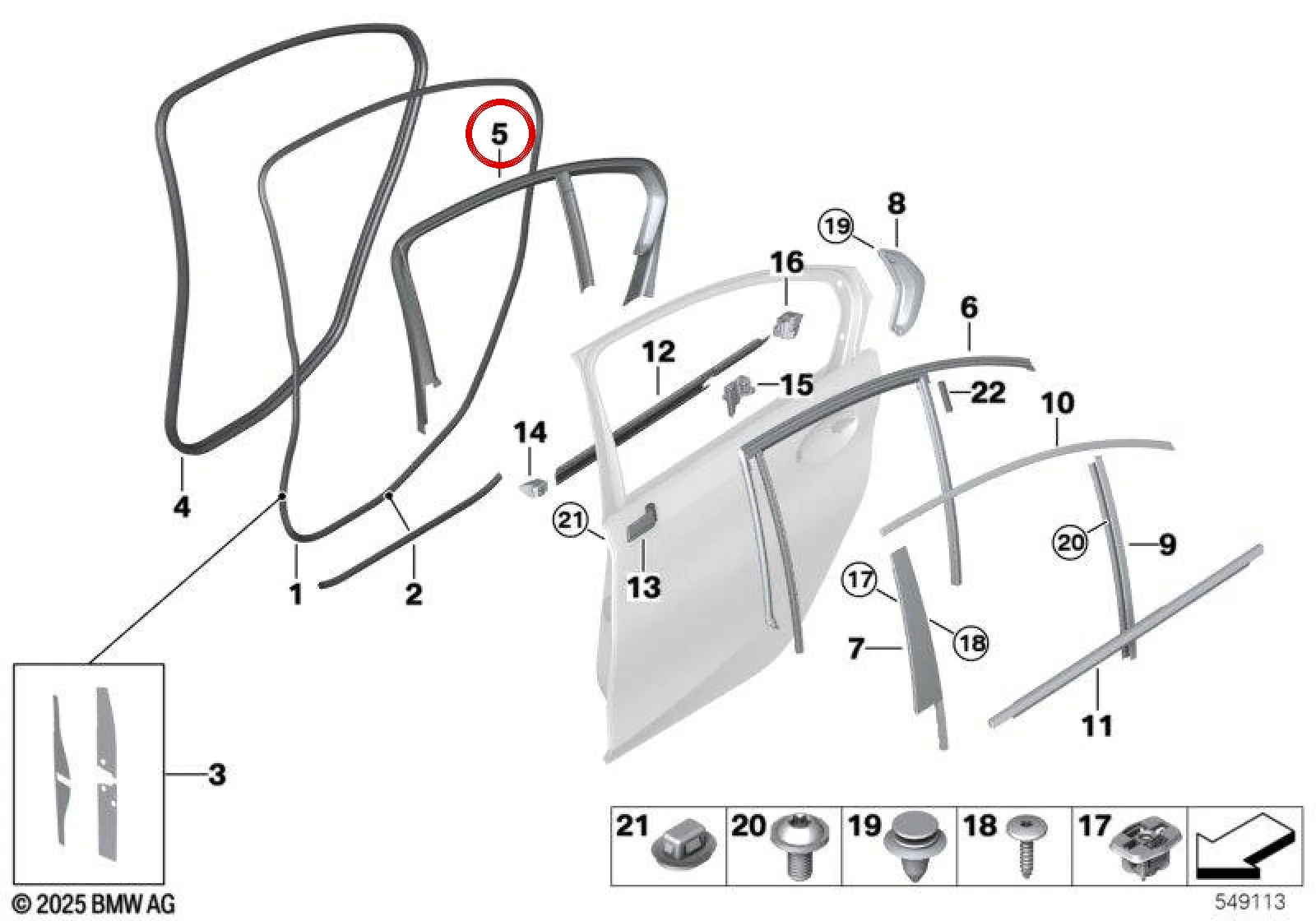 BMW 3 Serisi G20 Arka Sağ Cam Çerçeve Kaplaması 51352635876