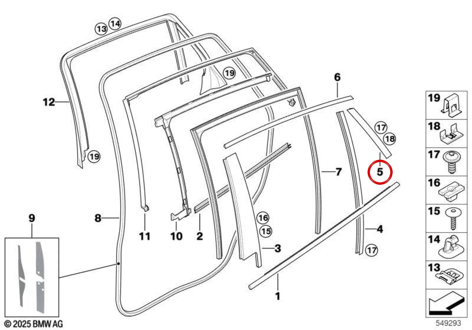BMW X6 E71 E72 Arka Sol Cam Çerçeve Çıtası 51357179413