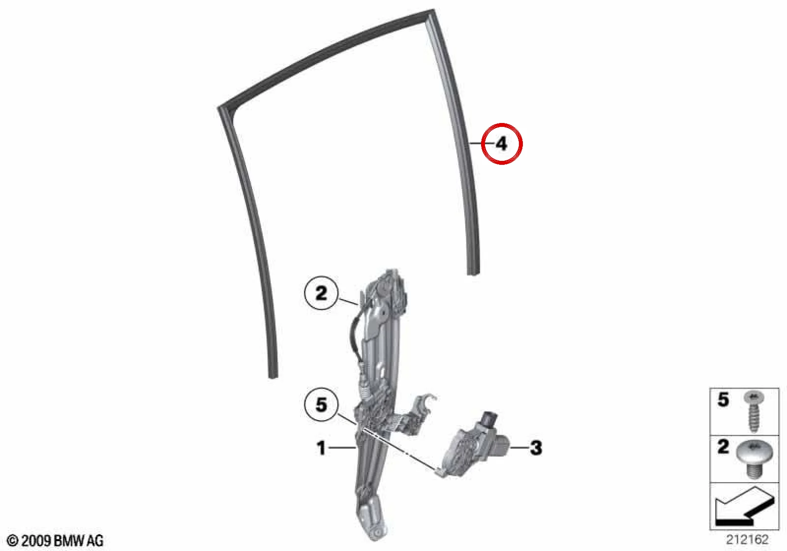 BMW 5 Serisi F10 F11 Arka Sol Kapı Cam Kılavuzu 51357182297
