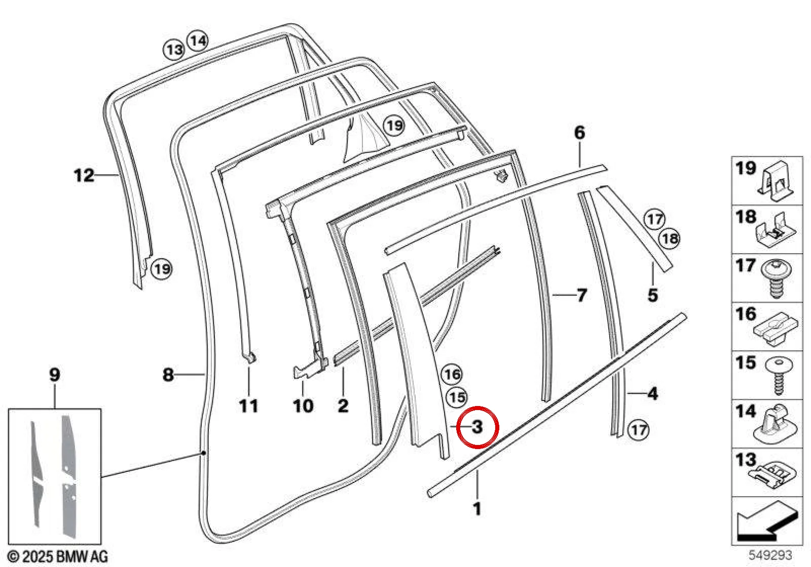 BMW X6 E71 E72 Arka Sol Kapı B Direği Cam Çıtası 51357187207