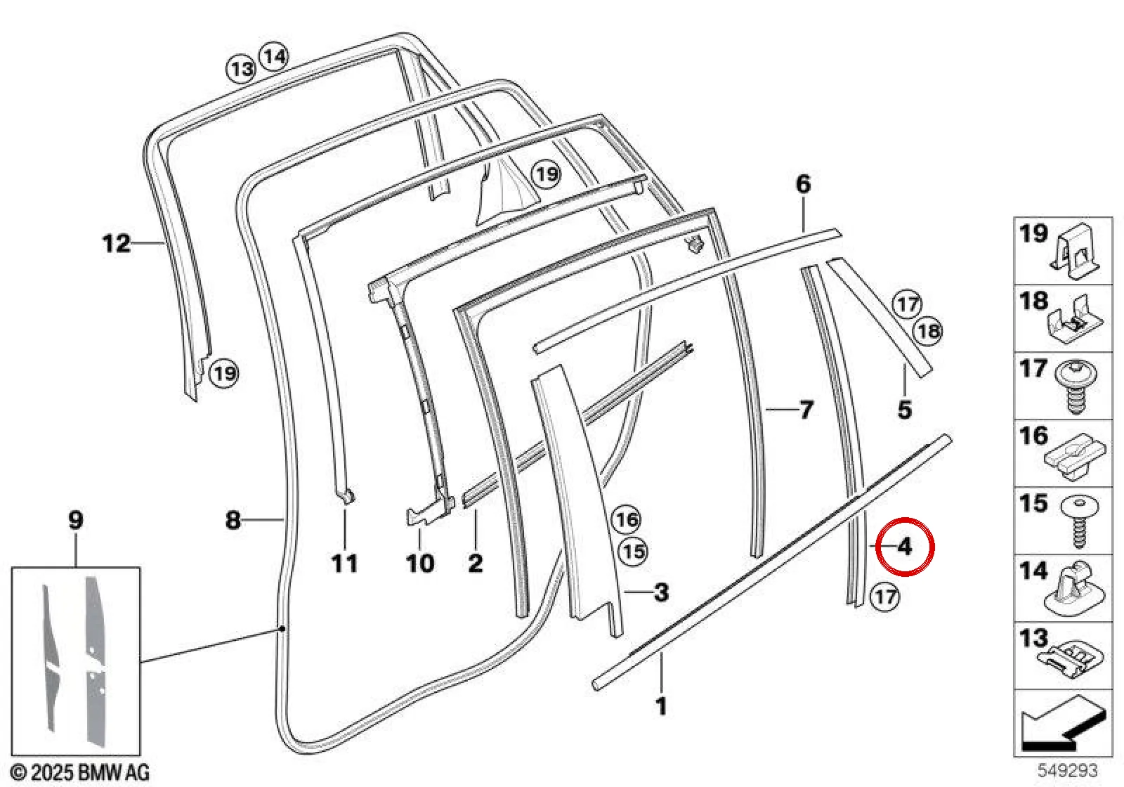 BMW X6 E71 E72 Sol Cam Kızağı Parlak Siyah Çıtası 51357187211