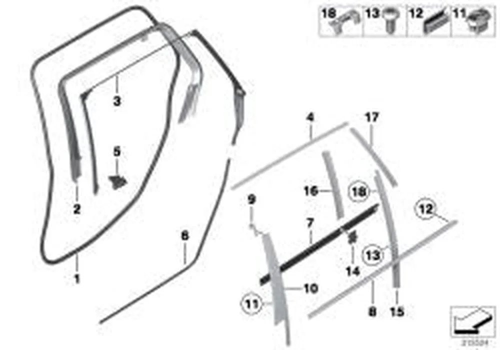 BMW 5 Serisi F11 Sol Cam Kılavuz Dikmesi Kaplaması 51357209717