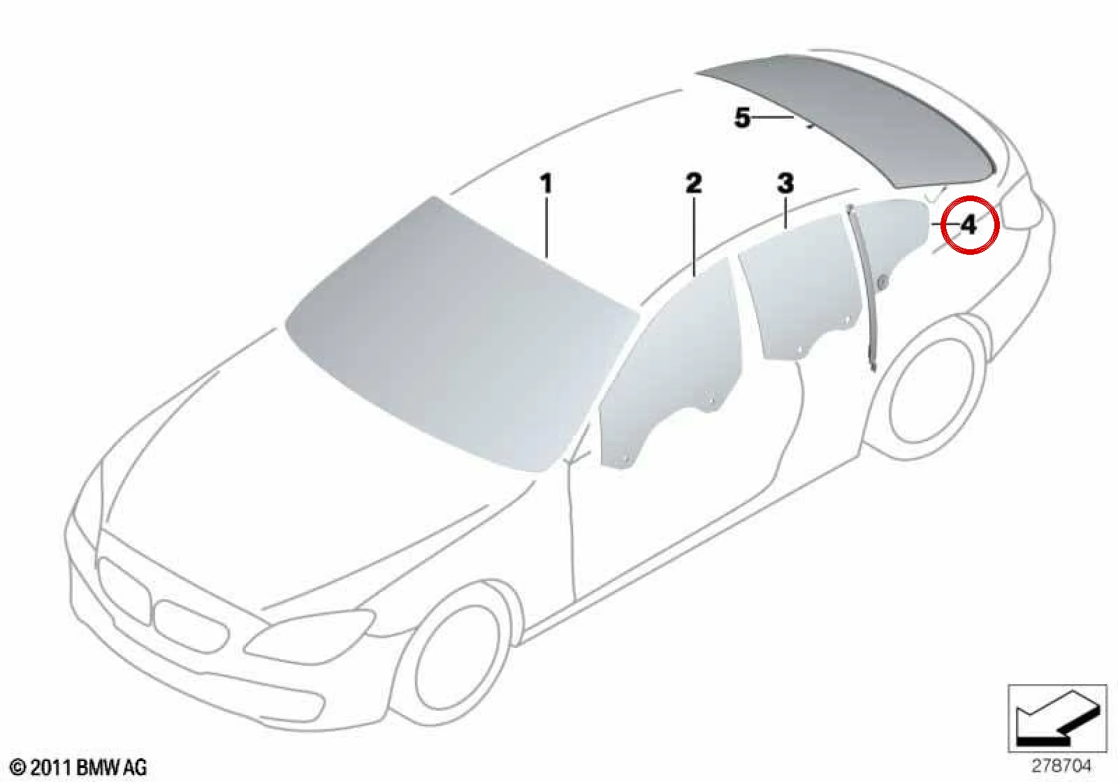 BMW 6 Serisi F06 Arka Sağ Yeşil Sabit Cam 51357275380