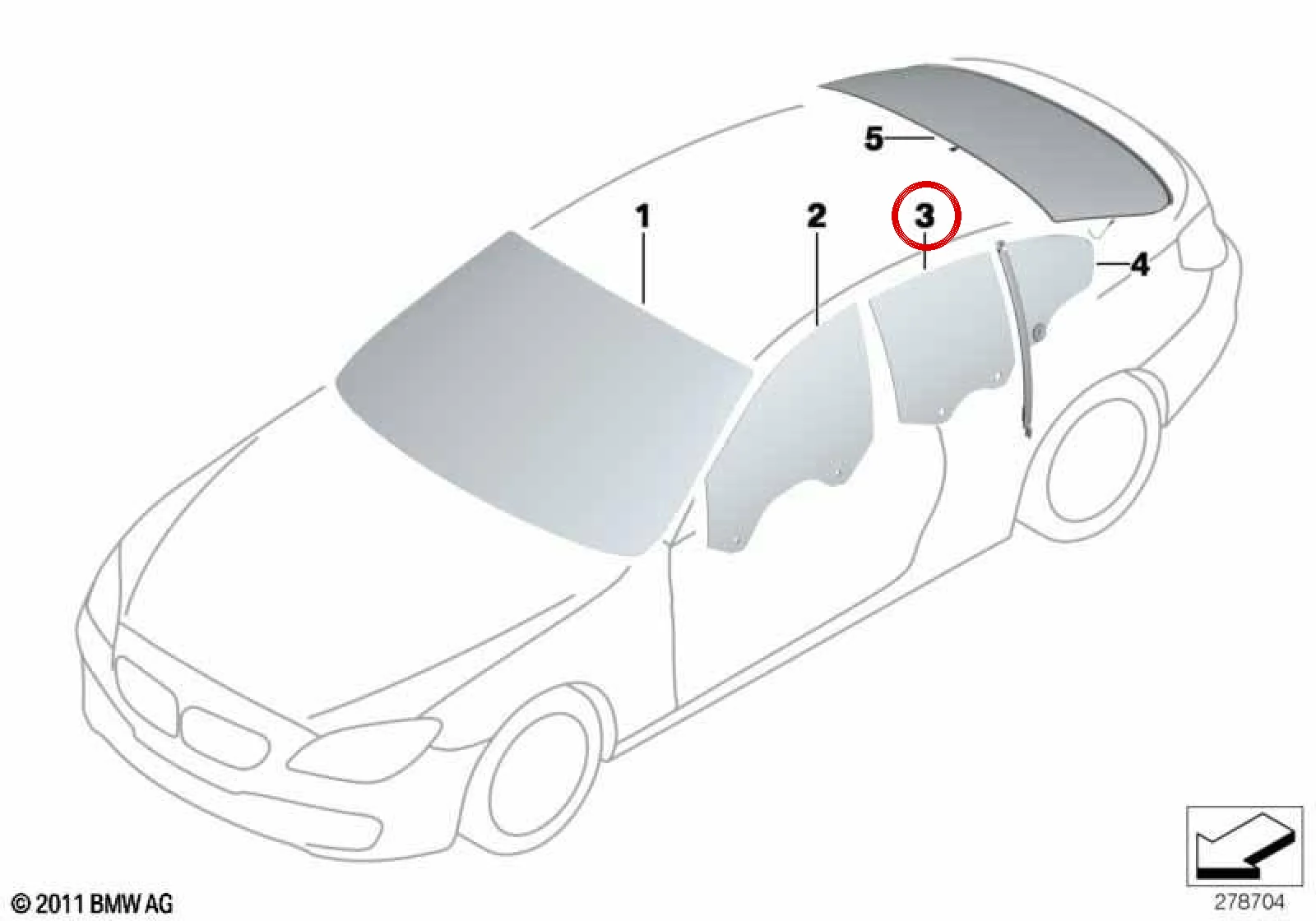 BMW 6 Serisi F06 Arka Sağ Yeşil Kapı Camı 51357276970