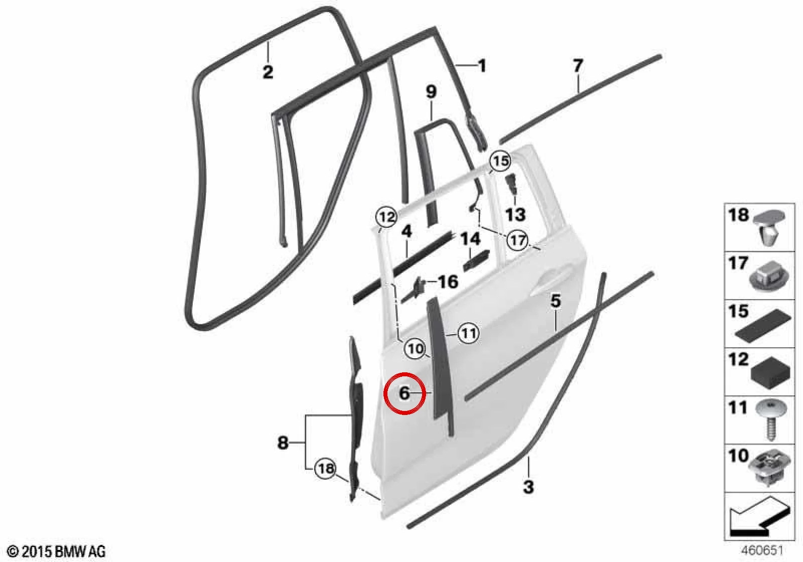BMW 2 Serisi F46 Arka Sol B Direği Kaplaması 51357316779