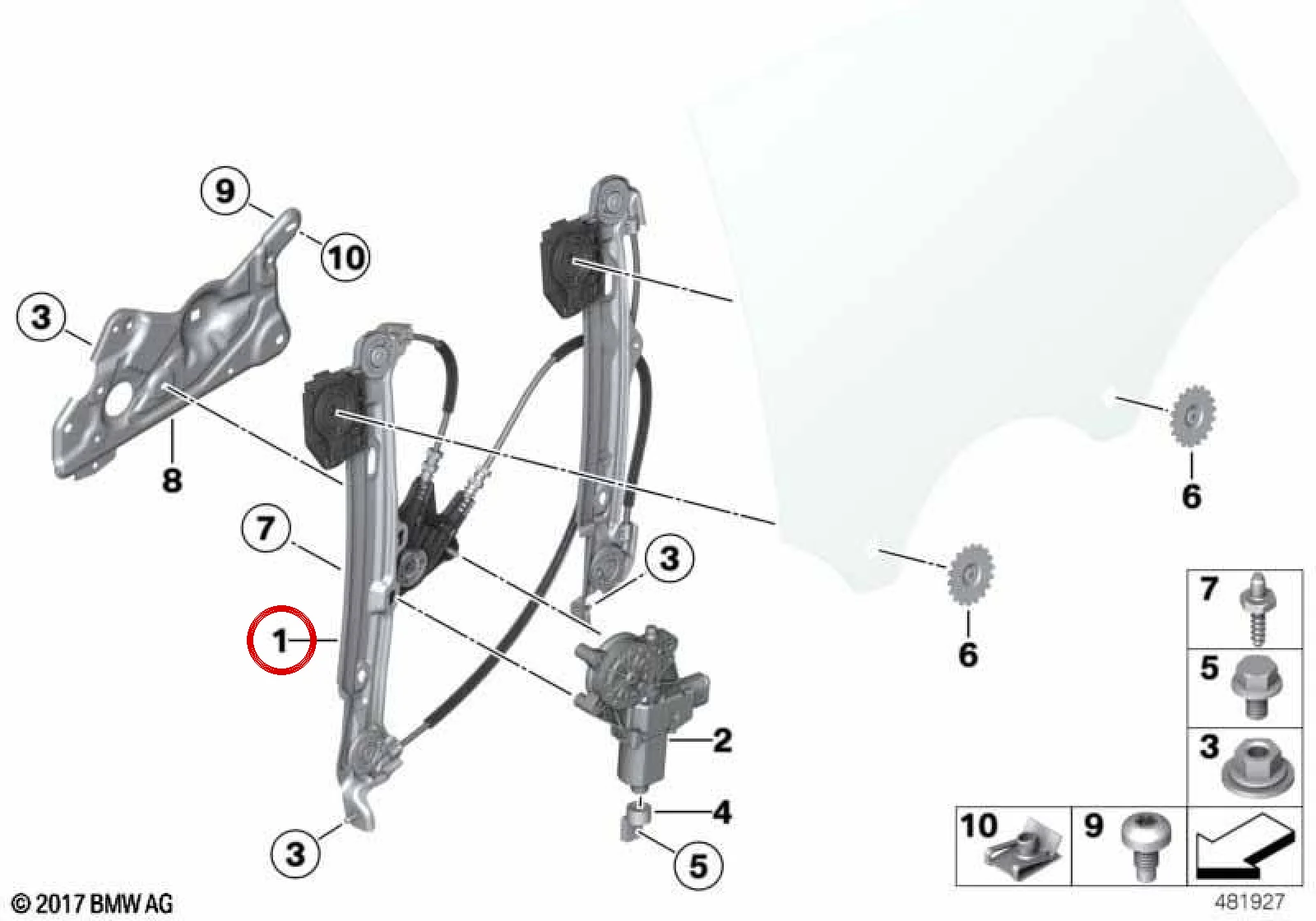 BMW 4 Serisi F36 Arka Sağ Motorsuz Cam Krikosu 51357365258