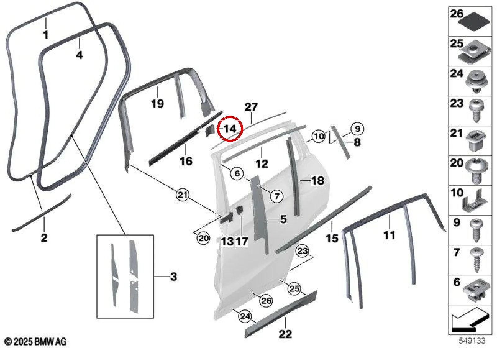 BMW F97 F98 G01 G02… Sol Kapı Kilit Contası 51357393453