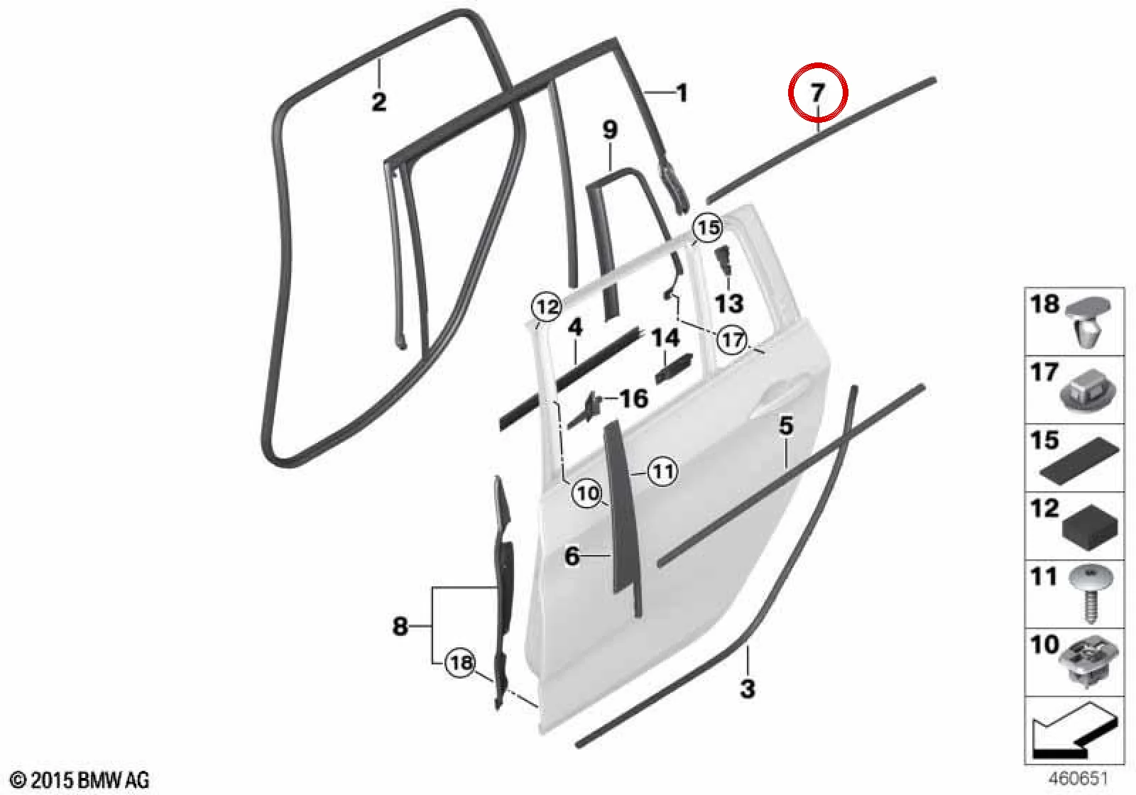 BMW 2 Serisi F46 Arka Sağ Cam Çerçeve Çıtası 51357397370