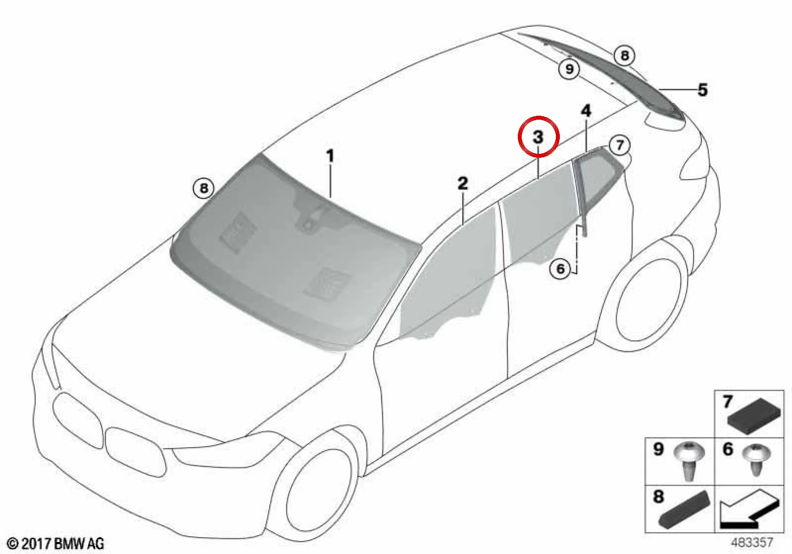 BMW X2 F39 Arka Sağ Kapı Camı 51357420420