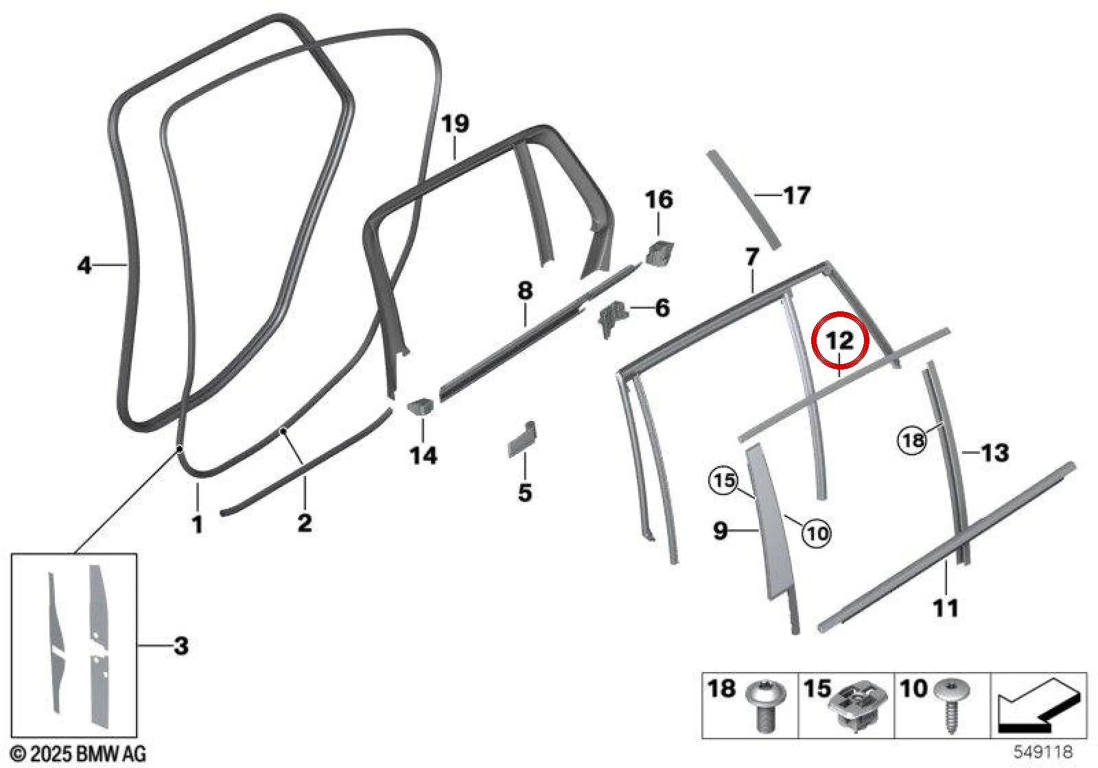 BMW 3 Serisi G21 Arka Sol Cam Çerçevesi Çıtası 51357433977