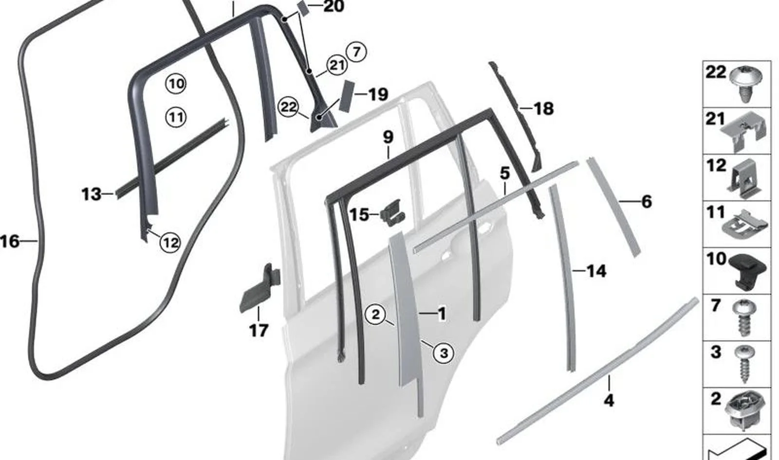 BMW X4 F26 Arka Sağ Kapı Cam Kılavuzu 51357454168