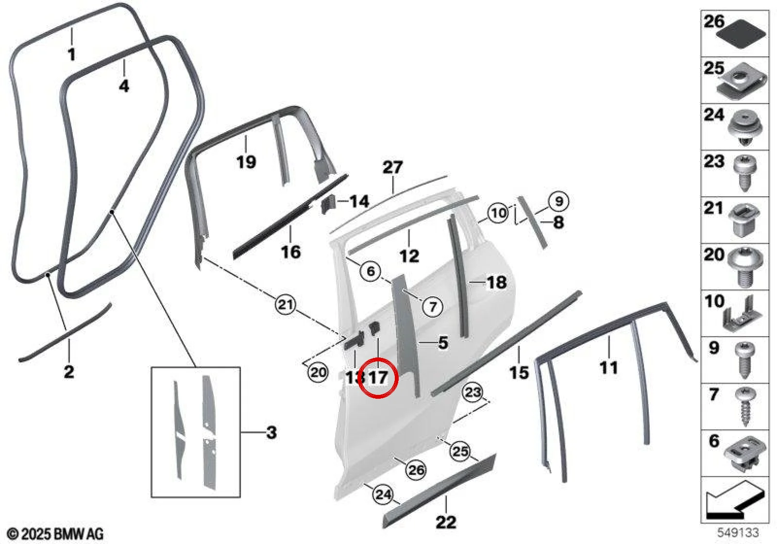 BMW F97 F98 G01 G02… Arka Sağ İç Kapı Fitili 51357471516