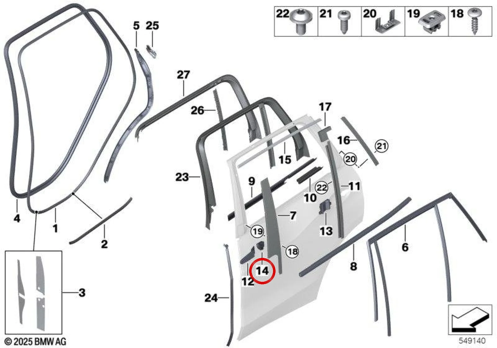 BMW X5 G05 Arka Sol Kapı Fitili 51357476327
