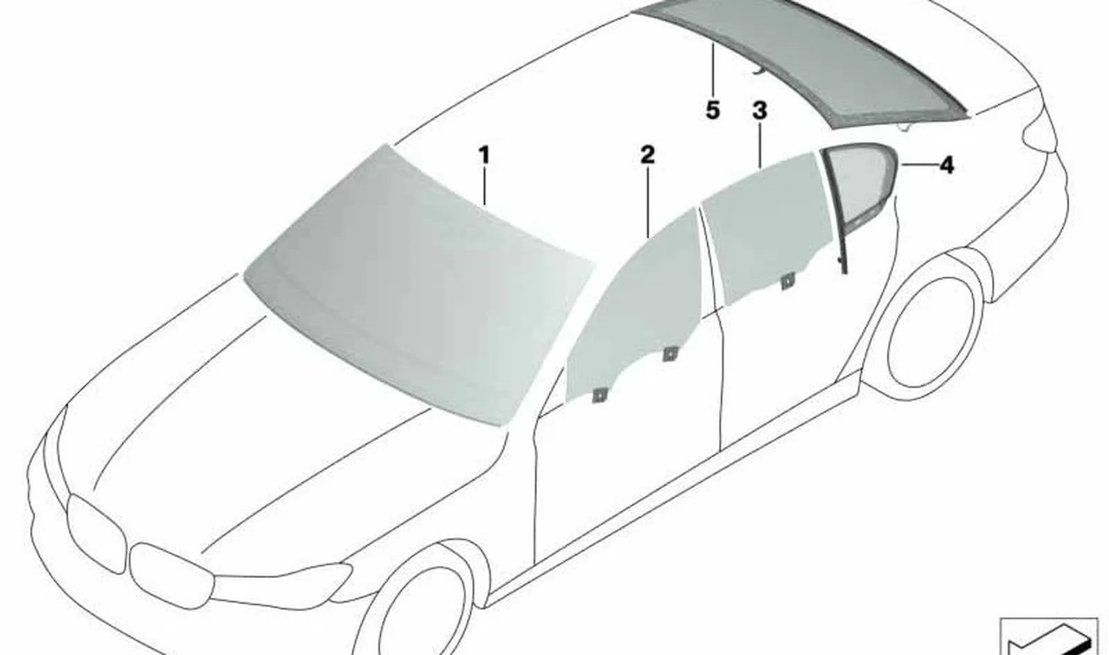 BMW 7 Serisi G11 G12 Ön Sağ Kapı Camı 51358497204