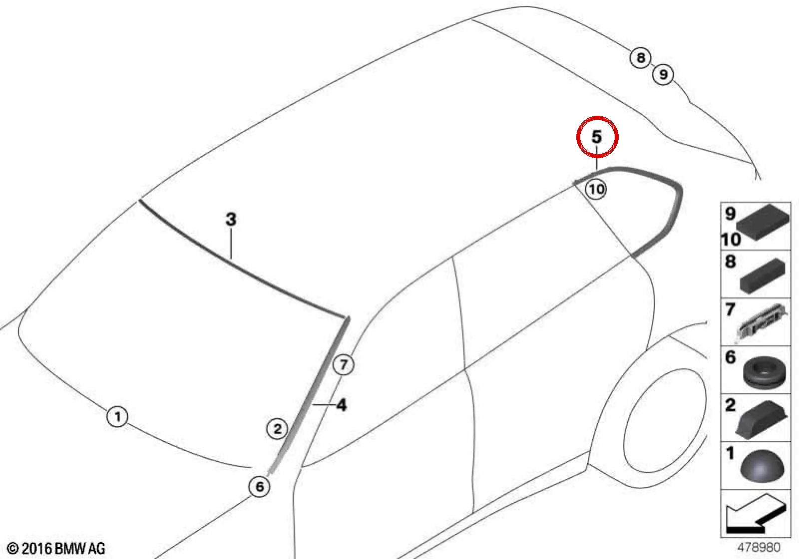 BMW X5 F15 F85 Arka Sağ Cam Mekanizması 51377289724