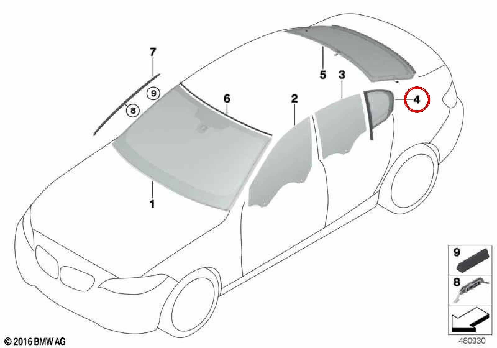 BMW 5 Serisi G30 G31 Arka Sağ Kapı Sabit Camı 51377381812