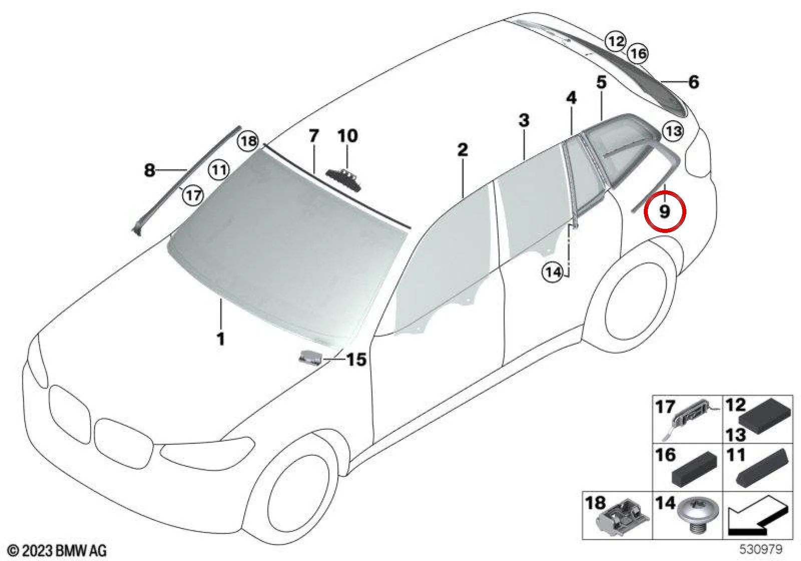 BMW X3 G01 G08 Arka Sağ Yan Cam 51377410070