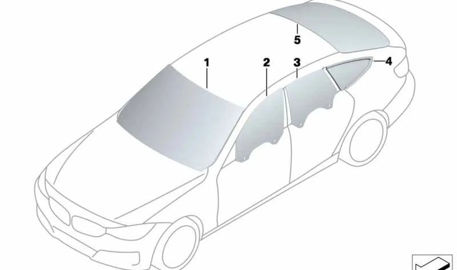 BMW 4 Serisi F36 Arka Sol Sabit Yan Cam 51377412019