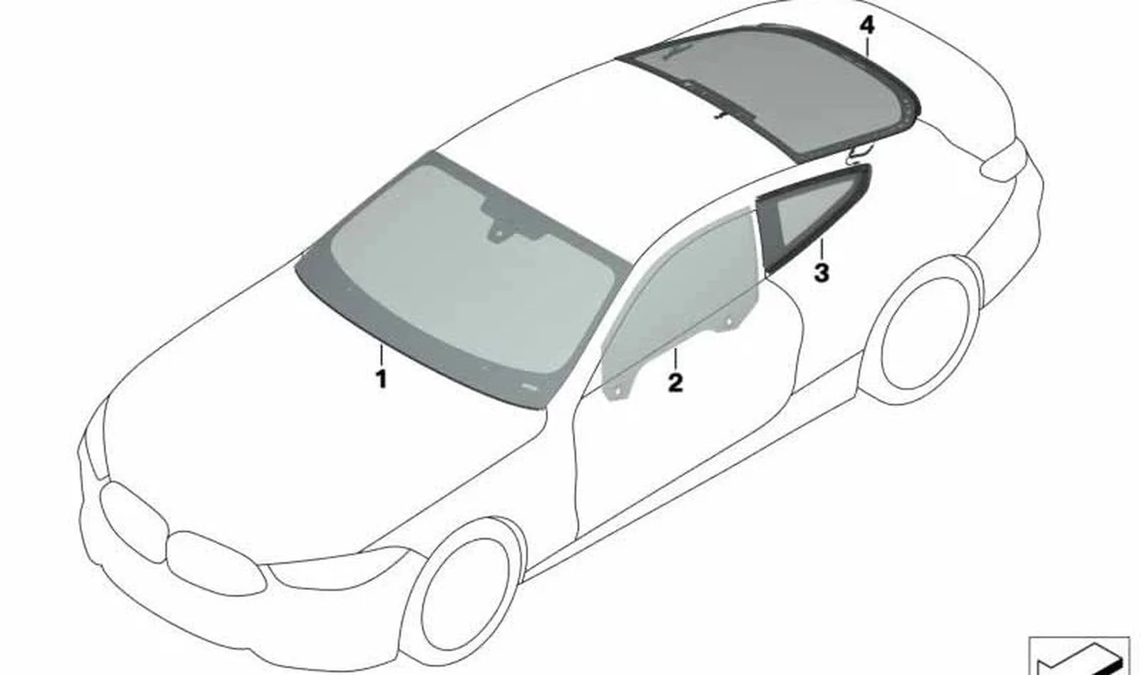 BMW 8 Serisi F91 G14 Arka Sol Sabit Yan Cam 51377428515