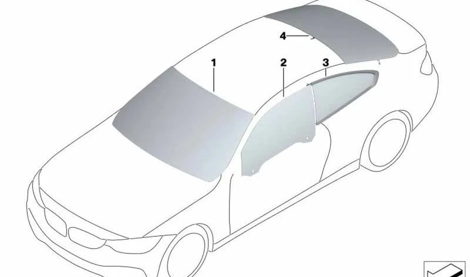 BMW 4 Serisi F32 Arka Sağ Sabit Yan Cam 51377433342