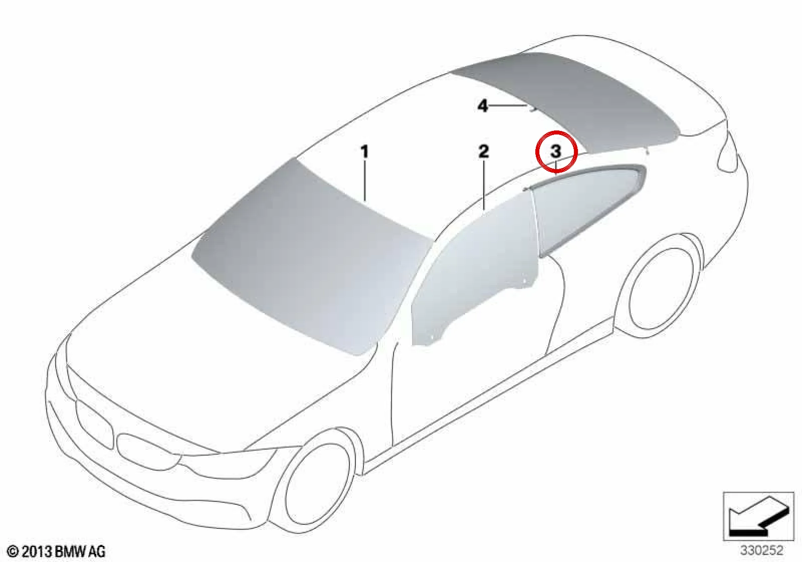BMW 4 Serisi F32 F33 Arka Sağ Sabit Yan Cam 51377433352