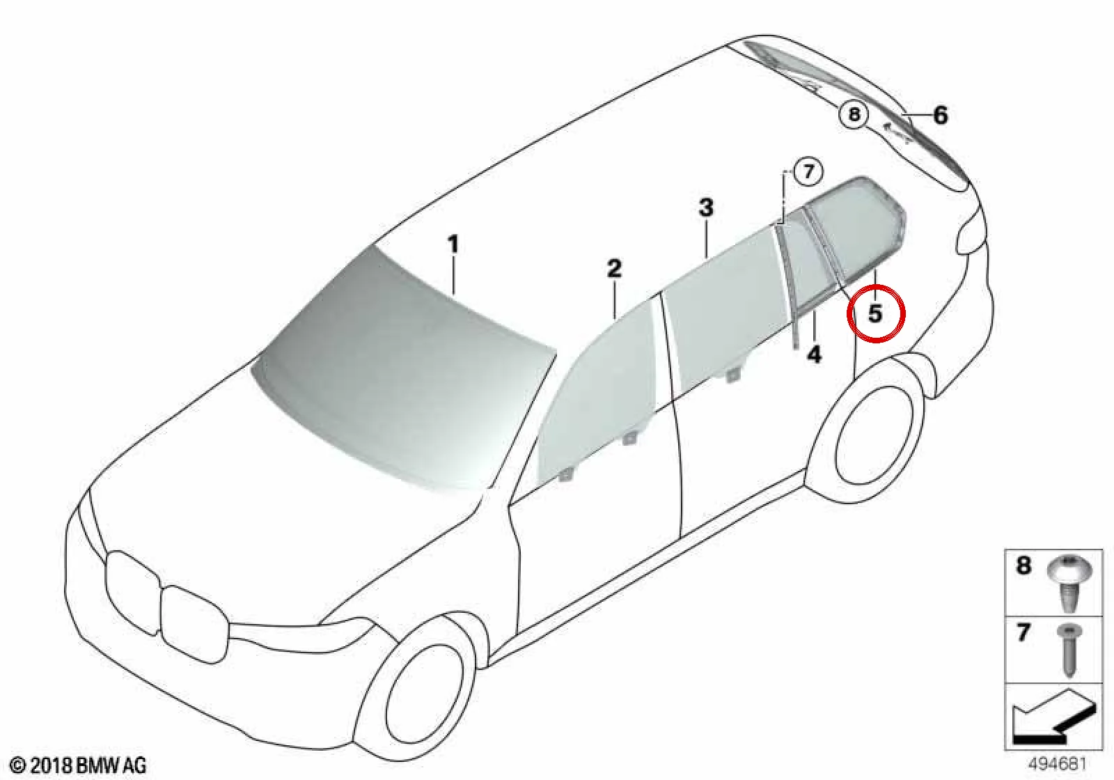 BMW X7 G07 Arka Sağ Sabit Yan Cam 51377444116