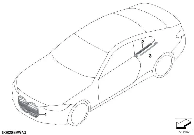 BMW 4 Serisi G23 Sağ Dış Cam Yuvası Kaplaması 51377482790