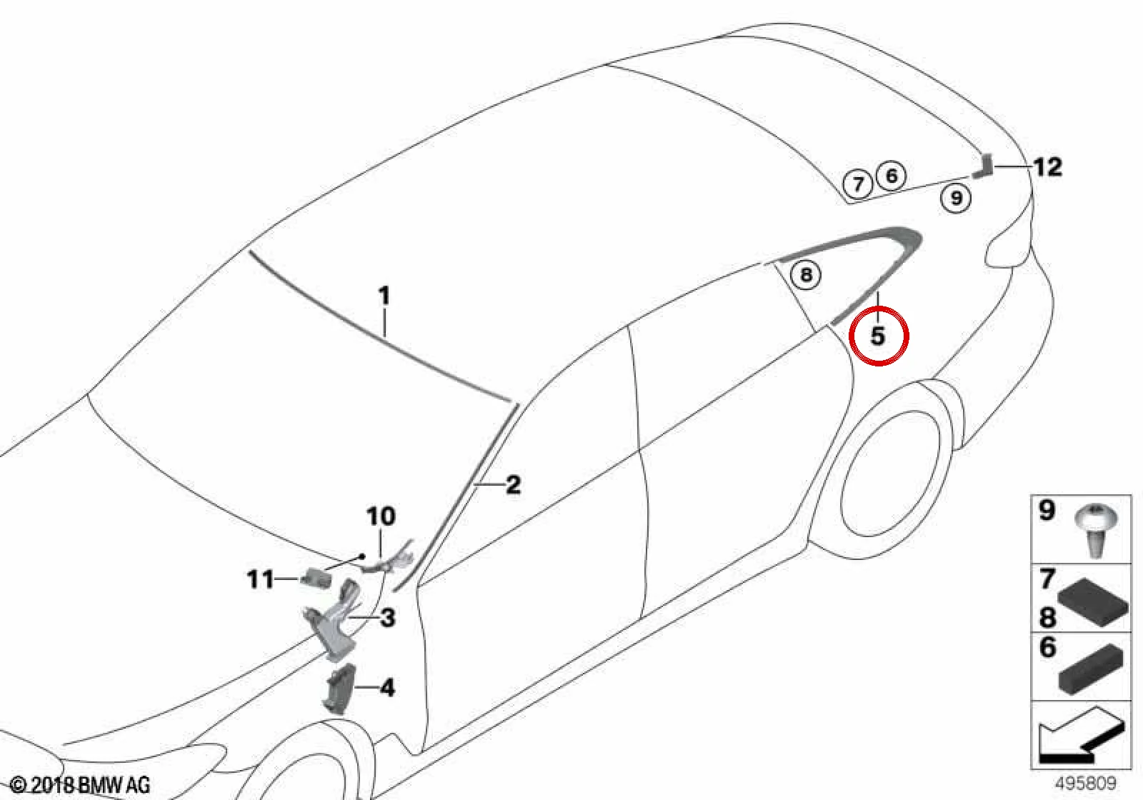 BMW 6 Serisi G32 Arka Sağ Yan Cam 51378495572