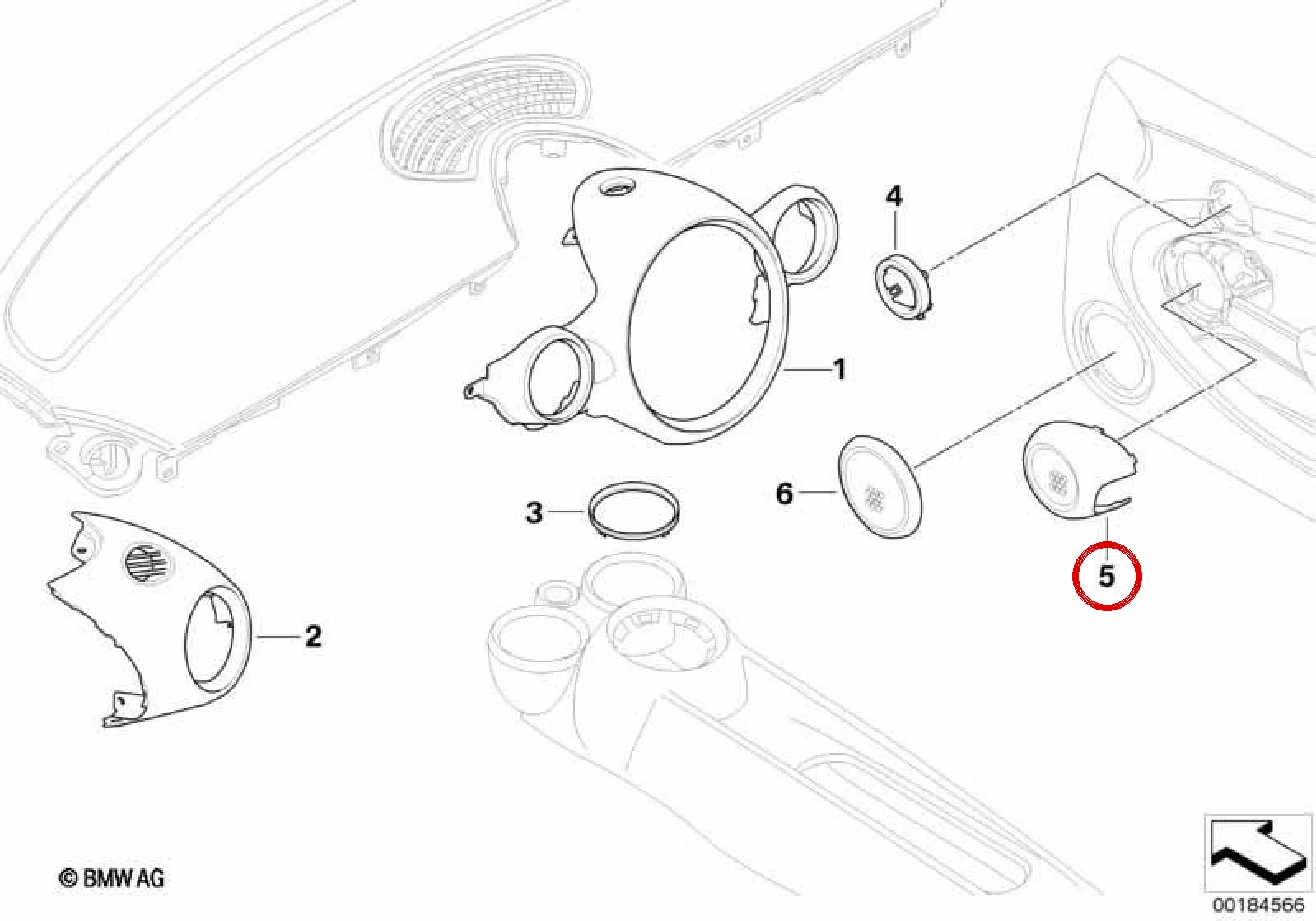 BMW R55 R56 R57 R58… Sağ Hoparlör Kapağı Krom 51412753694